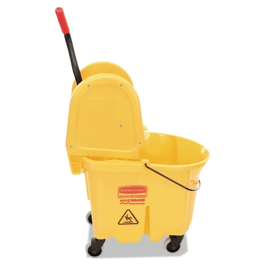 

WaveBrake 35 QT DownPress Mop Bucket and Wringer Combo on Wheels, Yellow, for Professional Industrial HeavyDuty Floor Cleaning
