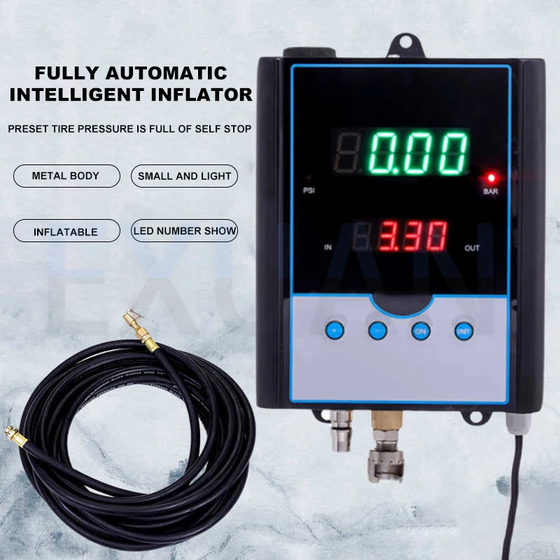 Automatic Tire Inflator Pre Set Pressure Wall-mounted Car Inflation Gauge Digital Display Gas Filling Gauge Tire Pressure Gauge