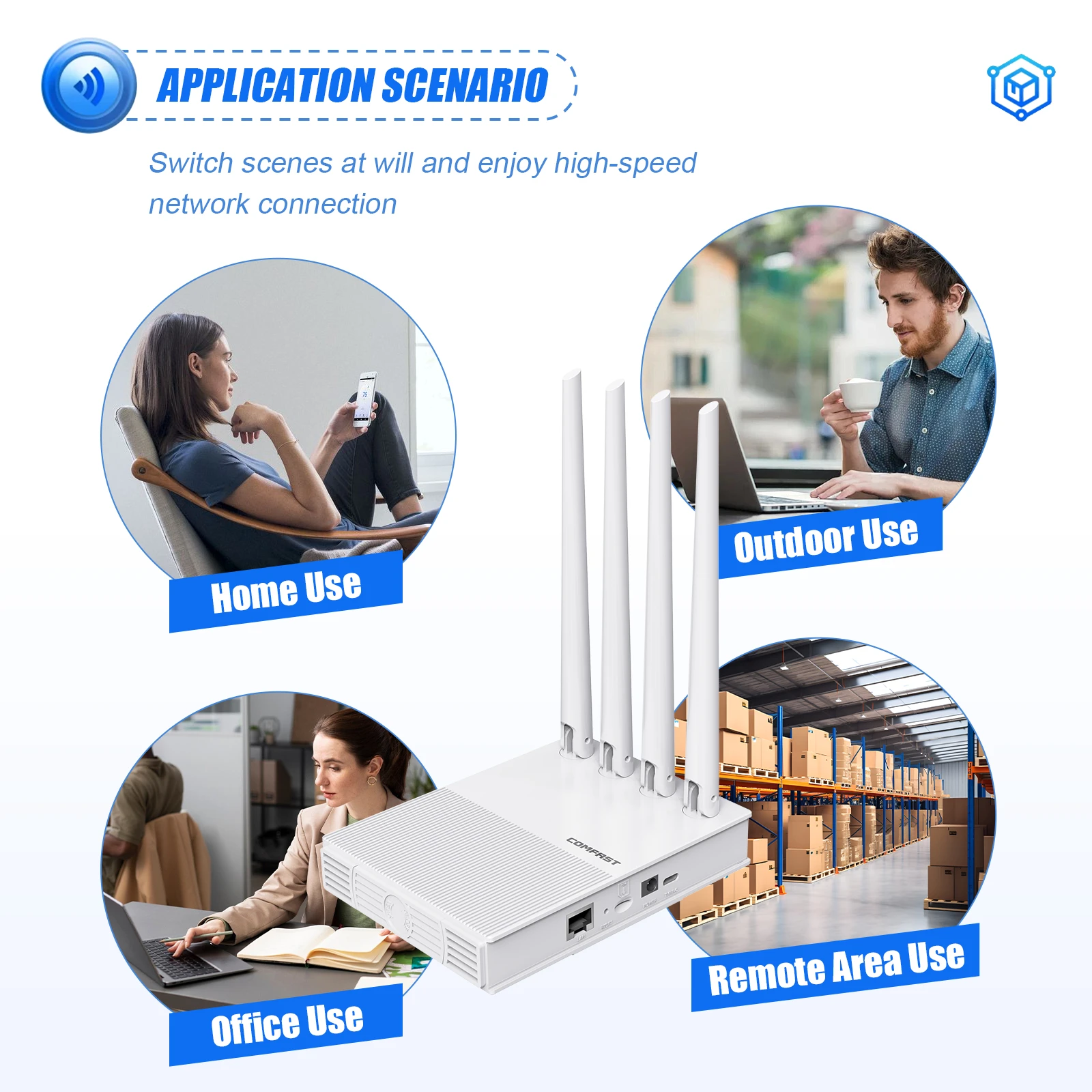 Comfast Мини-маршрутизатор 4G LTE WiFi6 300 Мбит/с Беспроводной маршрутизатор Модем Type-C/DC Мощность 4 антенны Плата доступа SIM Маршрутизатор с вилкой европейского стандарта