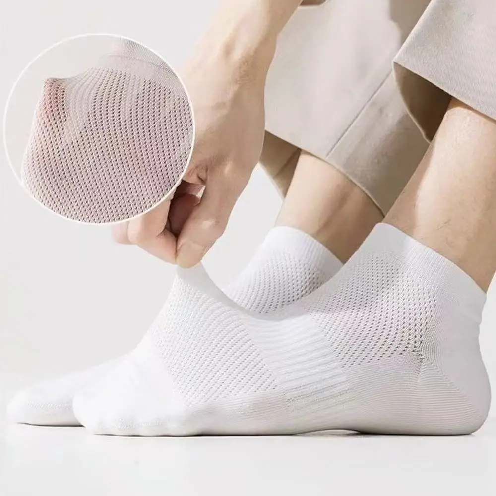 12 Pairs/Set Breathable Men's Summer Socks Sweat Absorbing Odor Proof Mesh Short Socks Quick Dry Hollow Out