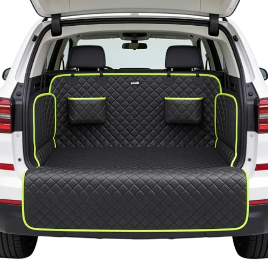 

SUV Cargo Liner for Dogs, Upgraded Scratch-proof Leather 14.17" Heightened Side Flaps, 53.15" x40.55" Waterproof Non-Slip Trunk
