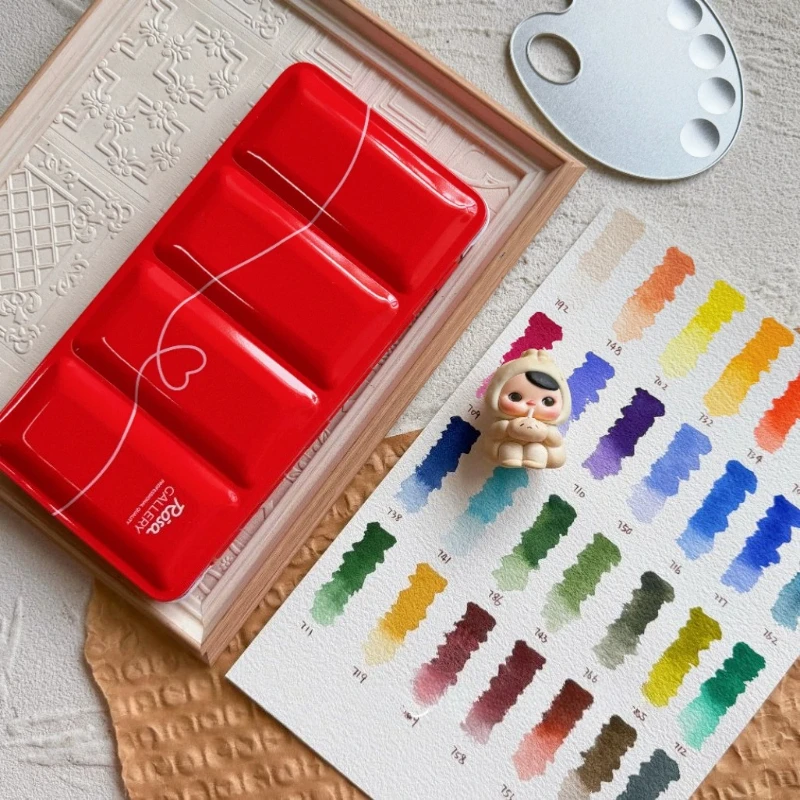 ROSA Collab Solid Watercolor Paint Set 28 Colors Botanical Floral Travel Portable Watercolor Box Art Painting Supplies