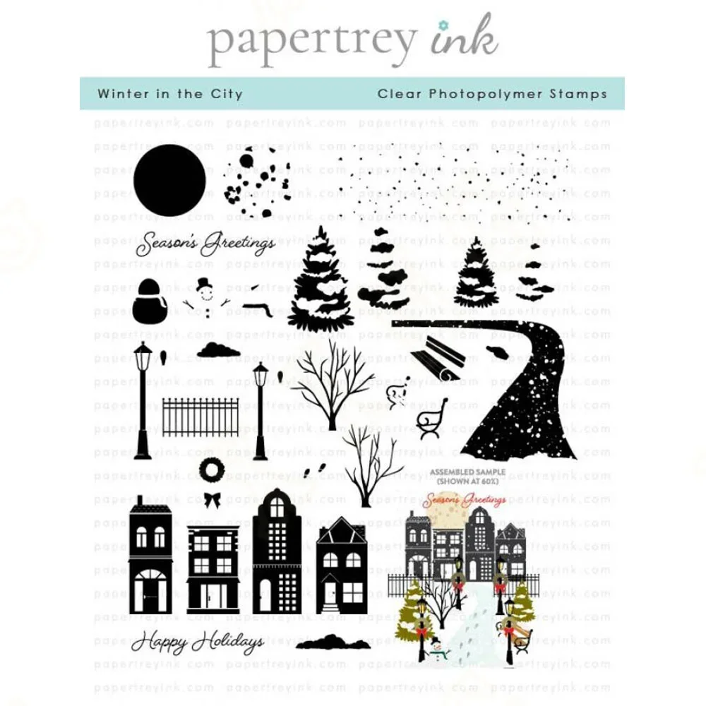 

2024 New Arrival Winter in the City Clear Stamps and Metal Cutting Dies Sets for DIY Craft Making Greeting Card Scrapbooking