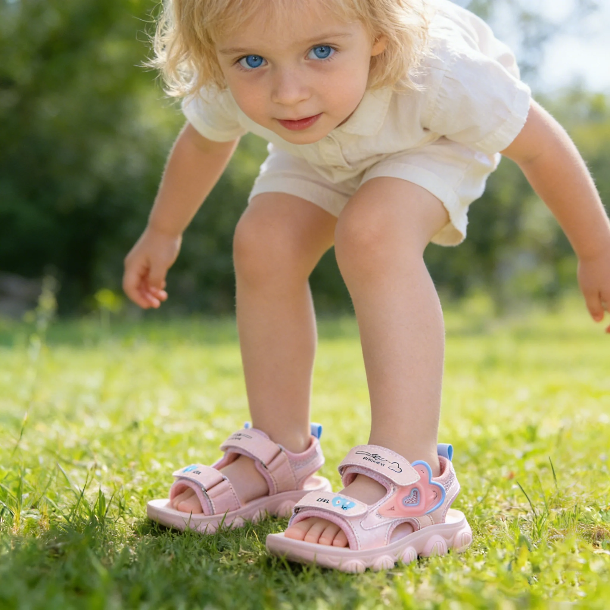 

Модные сандалии для девочек с декором в виде сердца, розовые, фиолетовые, легкие, нескользящие летние детские спортивные пляжные туфли, уличная детская обувь