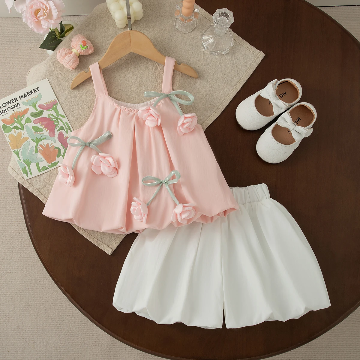 Baby Girl Two-Piece Summer New Tulip Suspender Children'S Clothing (9 Months -4 Years Old)