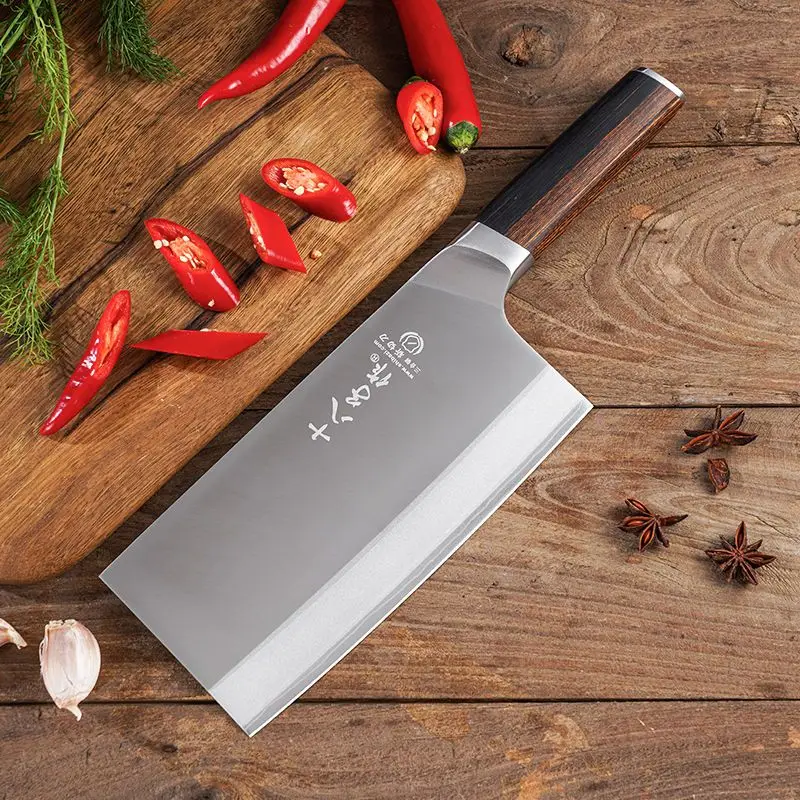 SHIBAZI ZUO Chinese Kitchen Knife Household Slicing Knife Three-layer Composite Steel Handle Double Splicing Color Cutting Knife