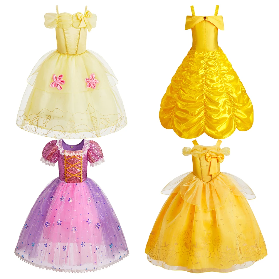 Children Rapunzel Bell Snow White Clothes Girls Christmas Party Luxury Dress Up Kids Princess Halloween Carnival Cosplay Dresses