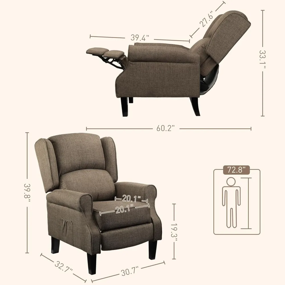 Living Room Sofas, Vibration Massage Recliner Chair for Living Room with Heat, Wingback Single Sofa, ,living Room Sofas