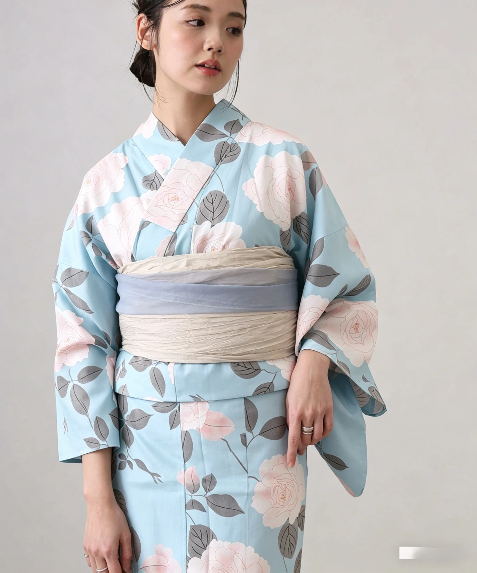 Traditional Yukata Kimono Cotton Dress Girls Women's Clothing Chinese Production Spring Season Fashionable Ethnic Wear