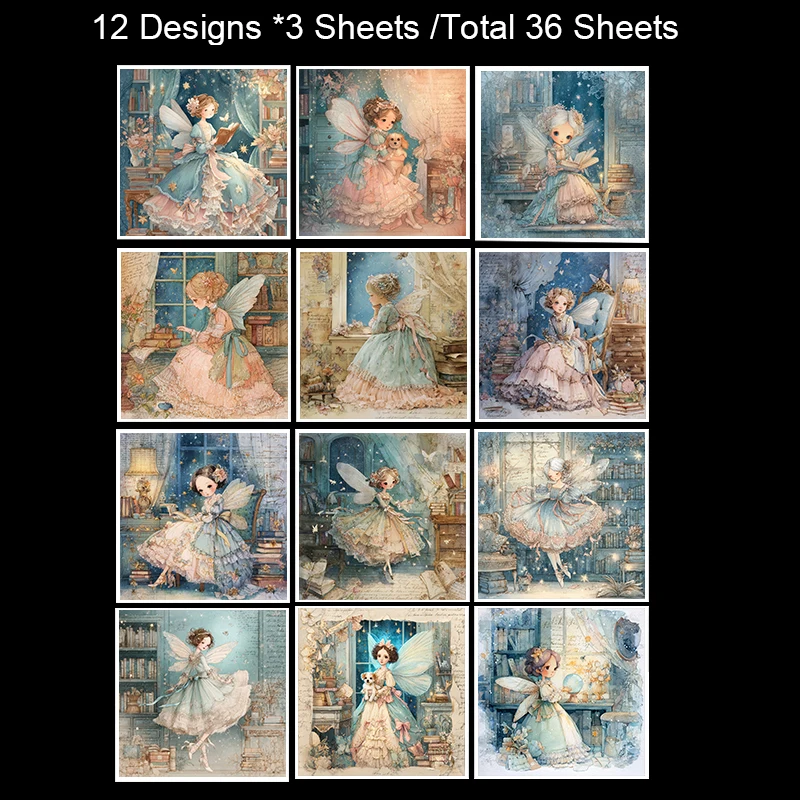 36 vellen 6 "x 6" plakboekpapierpakket: vintage bloemen-/kaartafdrukken voor scrapbooking, origami en junk journal.