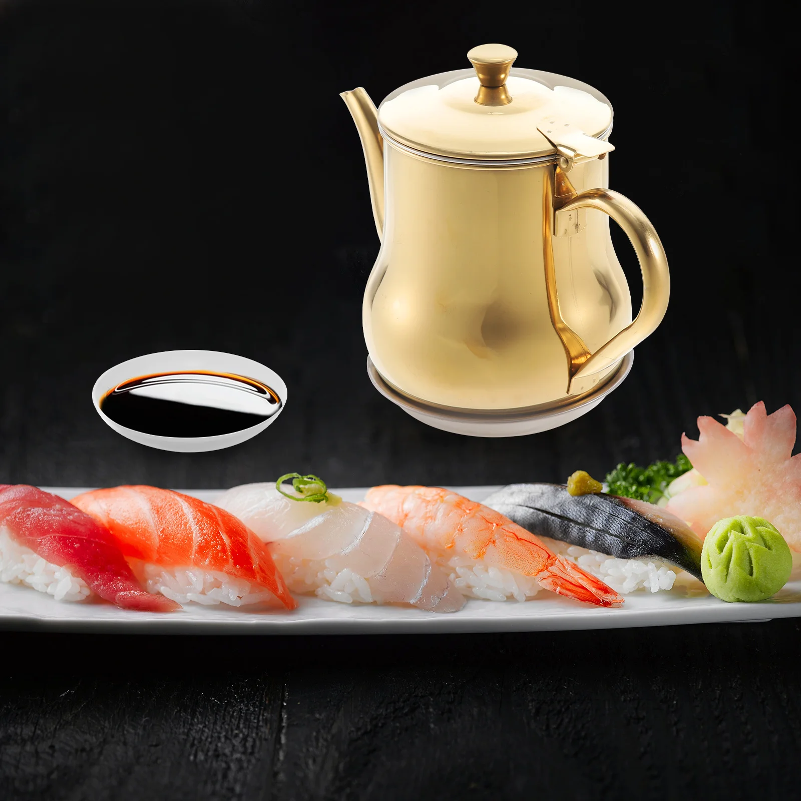 

Stainless Steel Dispenser Spout Anti-Scald Handle Kitchen Oil Container Sauce Bottle Vinegar Dispenser Multi-Function