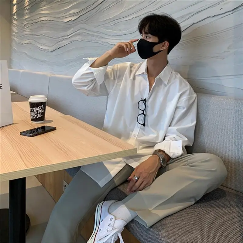 

Высококачественная мужская свободная ткань Long Sve irts, повседневная, удобная, модная, с высокой талией, из смеси волокна, не утюг, ткань