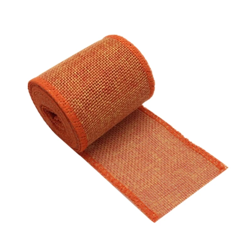 5 Rolls Of Christmas Ribbon Wired For Gift Handmade DIY Ribbon Wrapping Burlap Ribbon Rolls Colored Woven Linen Rrolls