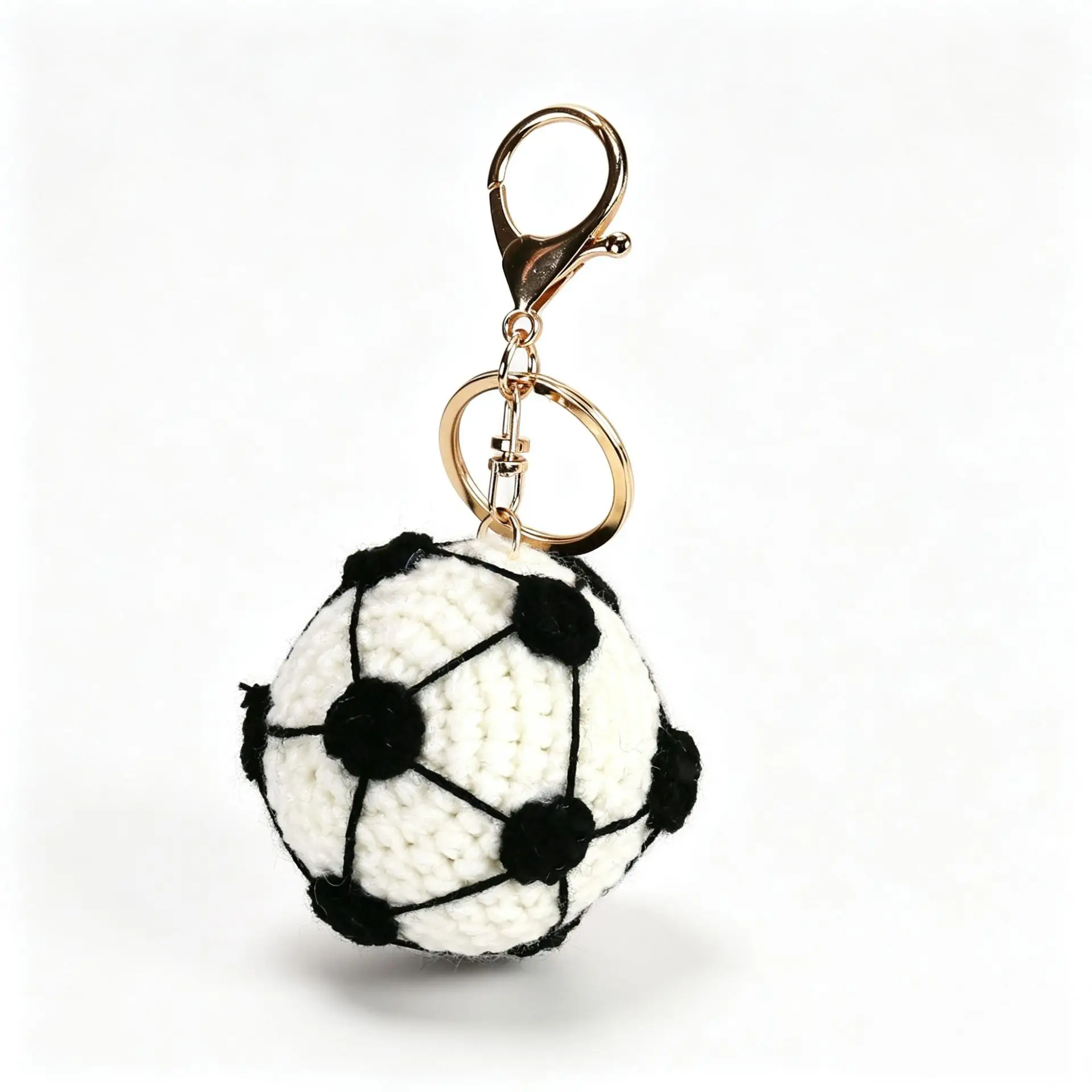 Handmade Crochet Sports Ball Keychain, Knitted Football Soccer Basketball Baseball Rugby Bag Charm, Amigurumi Sport Pendant
