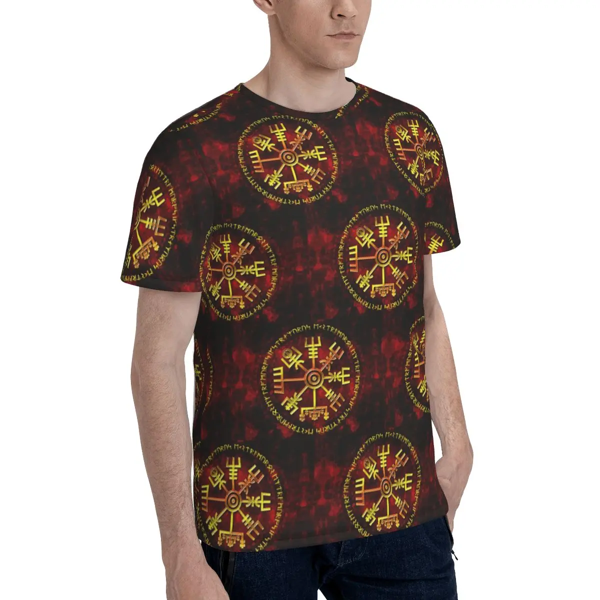 Viking Odin Valknut Runes T-Shirt for Men Cotton T Shirts Men's Tees Short Round Neck Summer Clothes Tops