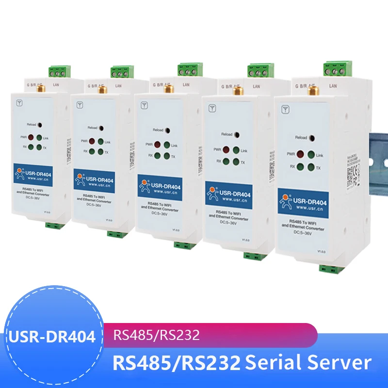 5PCS USR-DR404 Din-rail Wi-Fi wifi RS485 serial to TCP/IP wifi Ethernet device server converter Standard Din-rail