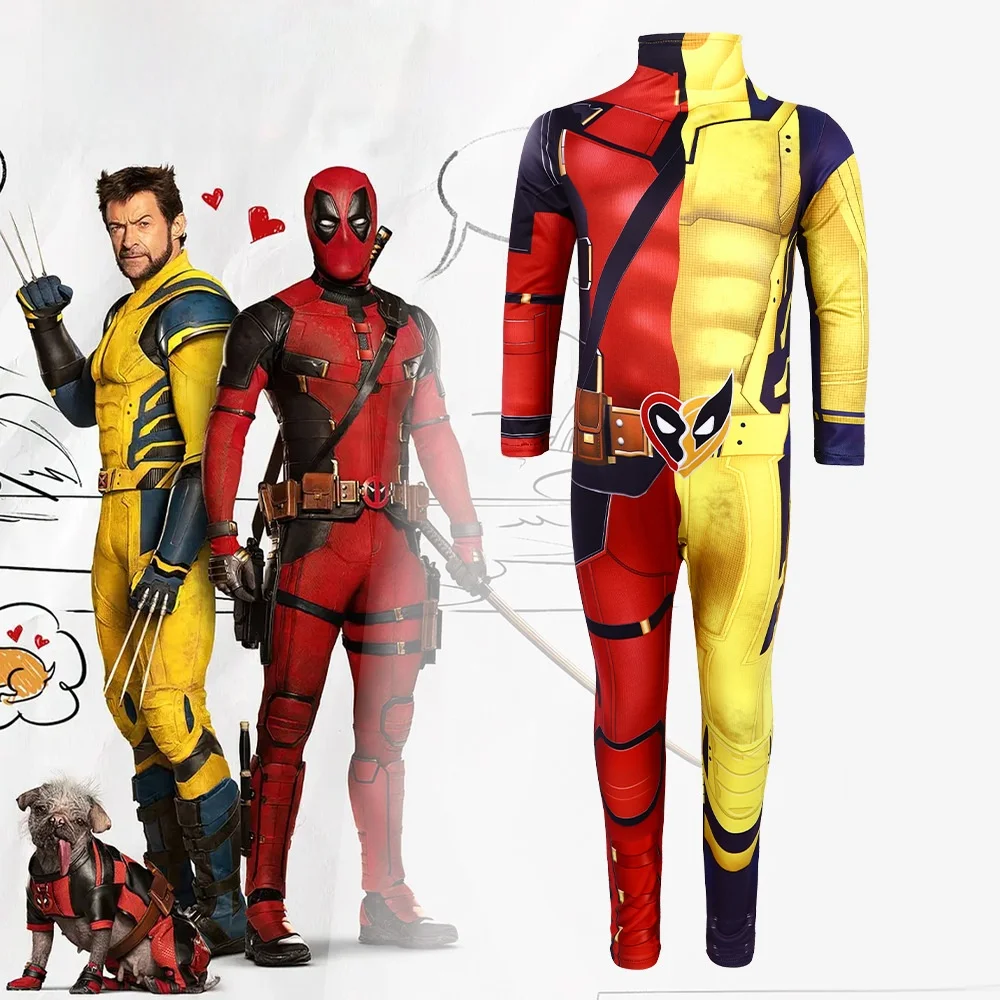 

Halloween Stage Performance Suit Cosplay Costume Deadpool 3 Wolverine Movie Tight One-Piece Suit Women's Ethnic Wear
