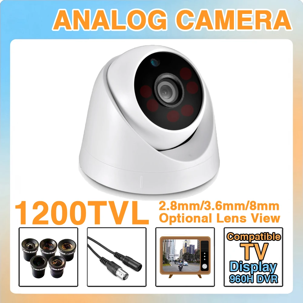 Compatible TV Mini Dome Analog CCTV Camera 1200TVL HD CVBS Night Vision IR-CUT 6LED Indoor Home Use New Model Reliable Security