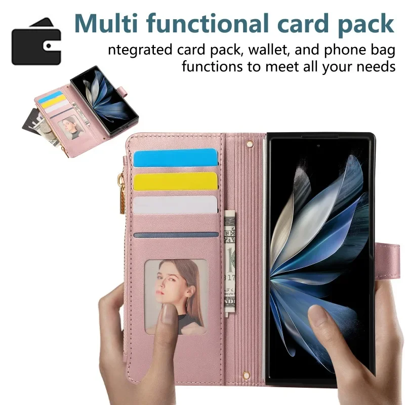 Handgelenkriemen-Brieftasche mit Kartenhalter Handyhülle für Samsung Galaxy Z Fold 8 Ultra 7 6 5 4 Fold6 Fold5 Lederhülle – Detail 10