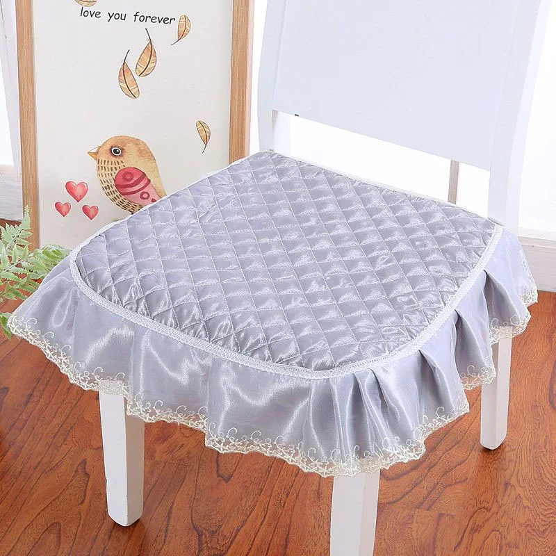 Nordic Style Rose Flowers Pattern Seat Cushion Office Household Solid Wood Dining Chair Lace Cushion U-shaped Anti-slip Seat Pad