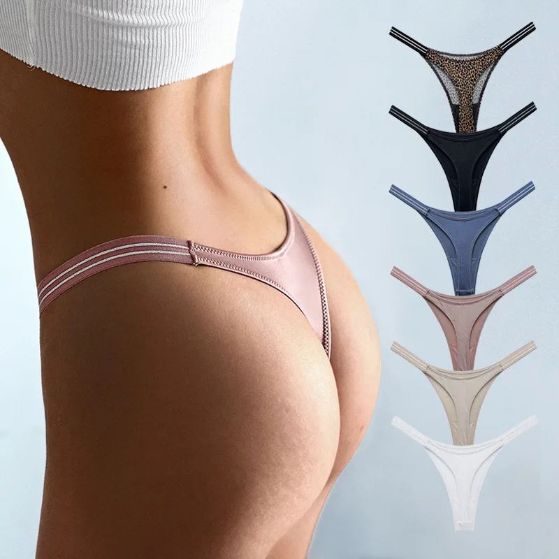 

New Sexy Ice Silk T-Shaped Panties Low Waist Hip Lifting Fitness Sports High Fork Fashion T-Back g string