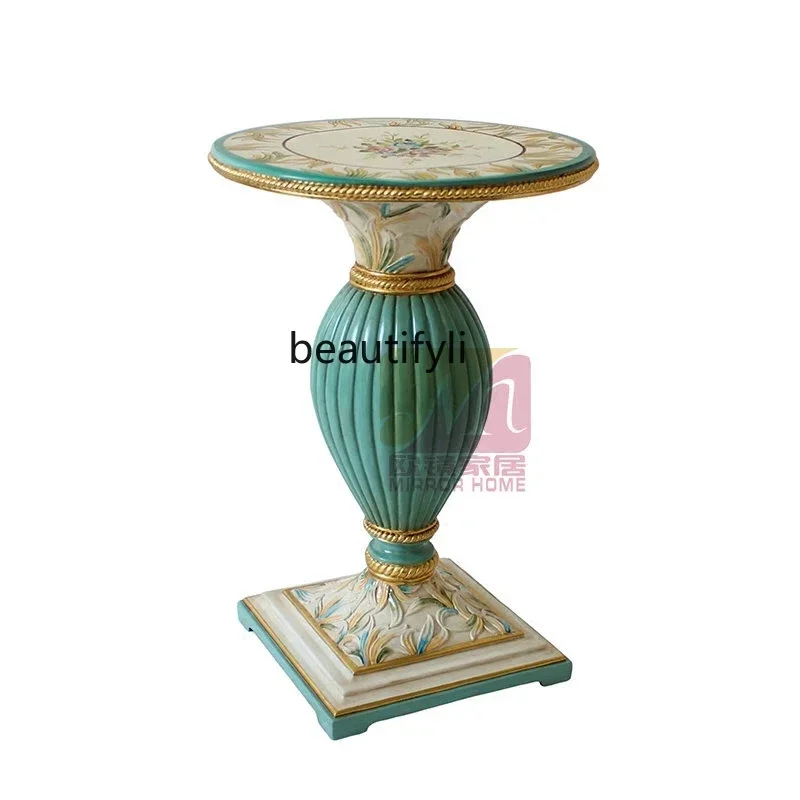 European classical luxury flower stand decoration round table flower table pure hand-painted, shelf corner table6239