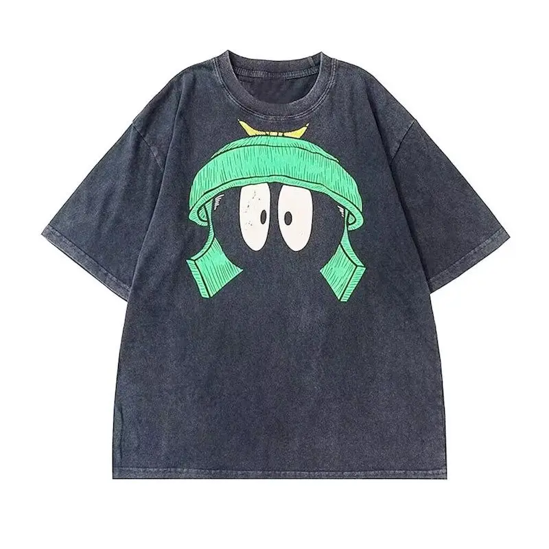 

Cotton T-shirts for Women and Men Vintage Round Neck Short Sleeved Tops Summer Loose Oversized Tshirt Ins Trend Printed T Shirt