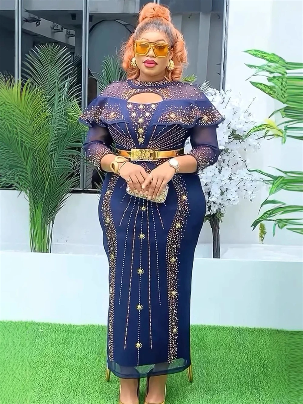 Vestidos de diamante de luxo para mulheres elegante festa de casamento vestido de noite africano dashiki outfits 2025 vestido de aniversário roupas femininas