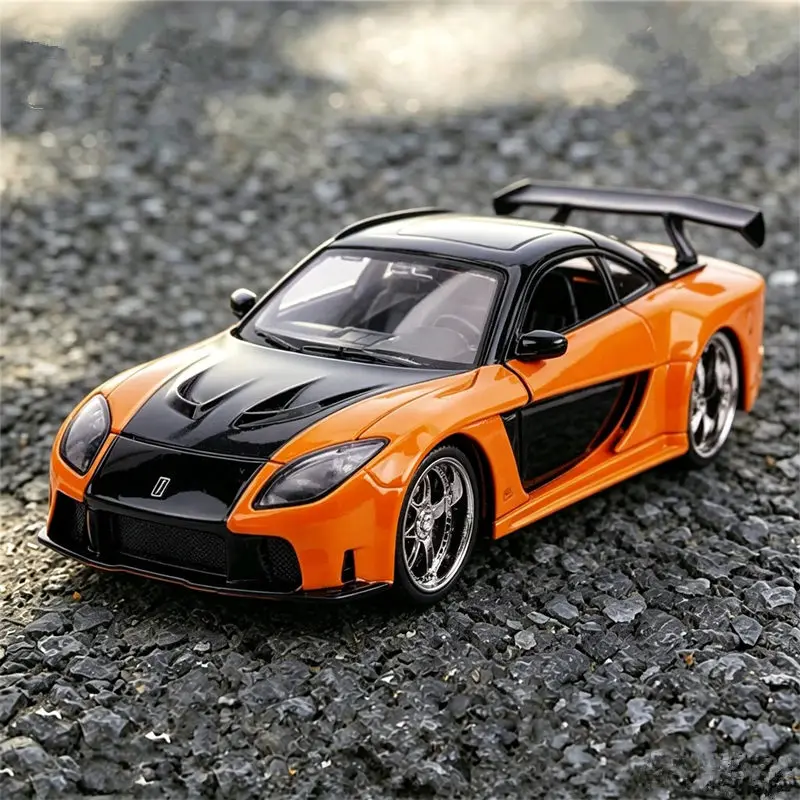 Modelo a Escala 1:24 del Mazda RX7 RX-7 FD3S, Auto Deportivo de Aleación, Modelo de Metal Fundido a Presión, Auto Clásico de Carreras, con Sonido y Luz, Ideal para Regalo