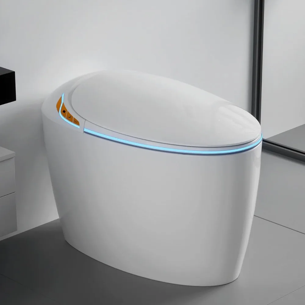 

Luxury Smart Toilet With Bidet Seat, Elongated Egg Shaped Modern Design, Auto Open Auto Flush, Adjusted Heated Seat