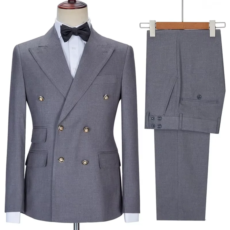 Abiti rosa eleganti da uomo Chic doppio petto con risvolto a punta Business Casual Festa di nozze Set completo Pantaloni giacca da uomo 2 pezzi