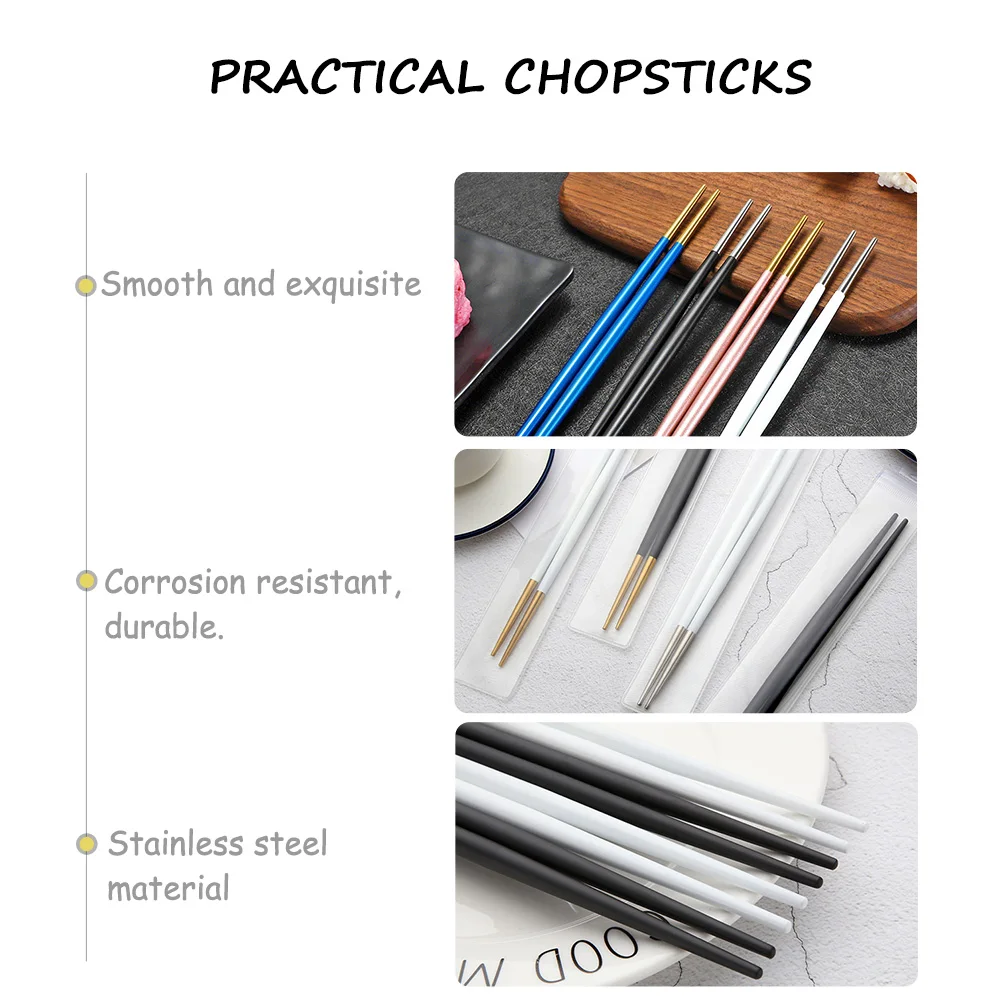 

Japanese Style Stainless Steel Point Head Chopsticks Lightweight Reusable Sashimi Sushi Eating Travel Practical Household