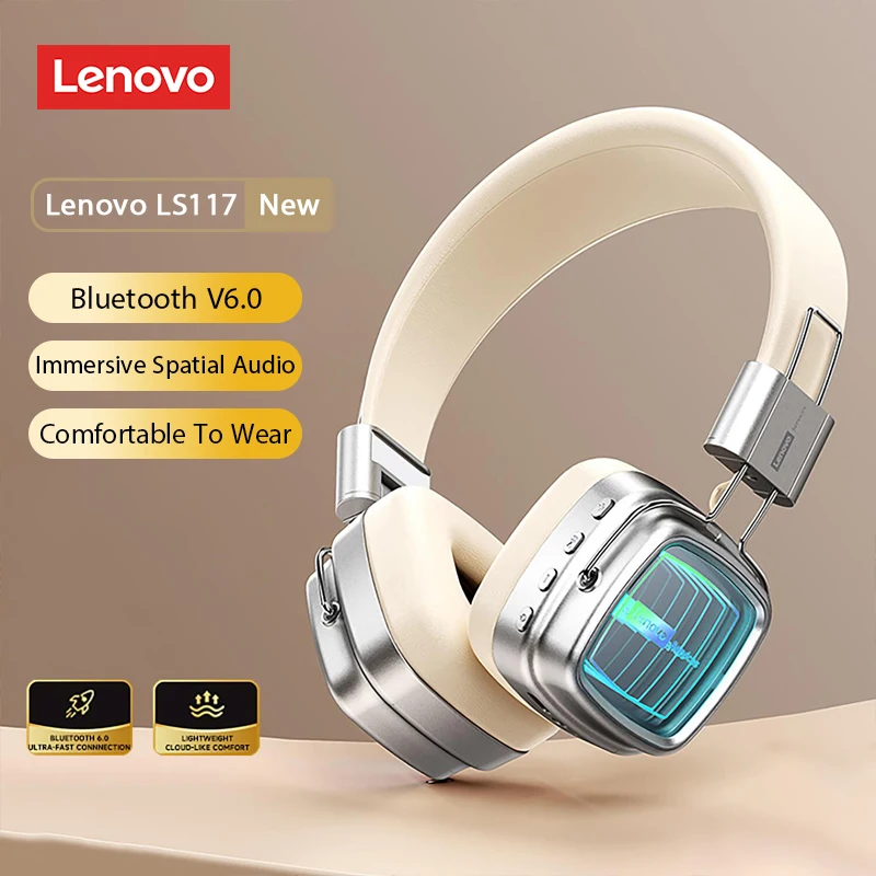 

Наушники Lenovo LS117 Ambient Infinity Mirror Light, Hi-Fi стерео, Bluetooth, с низкой задержкой, беспроводные, для киберспорта