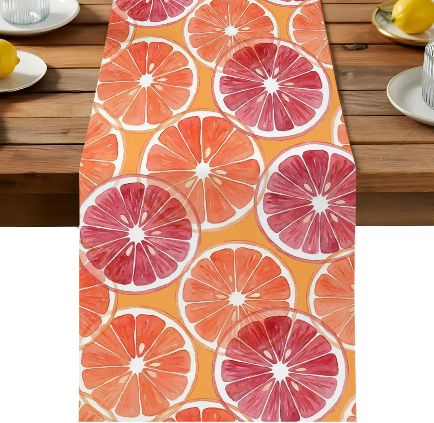 Summer Orange Lemon Fruit Print Table Runner, Durable & Long-Lasting, Versatile for Kitchen, Dining, Parties & Weddings