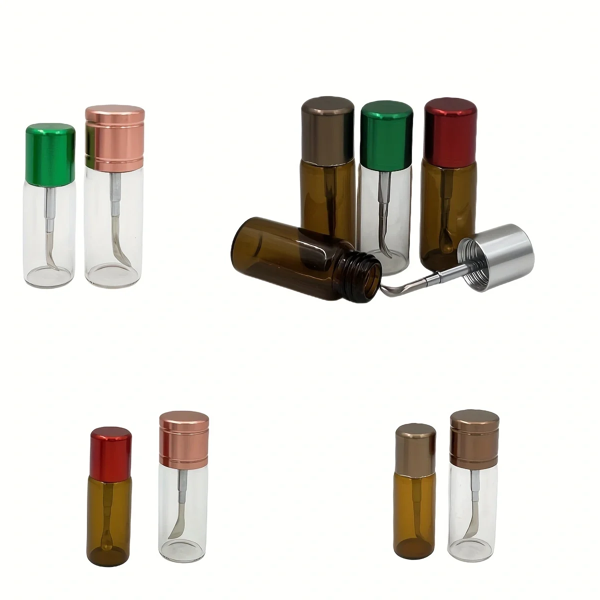 2pcs random colored glass bottle (with retractable spoon) 53MM/47MM storage container, glass bottle in multiple colors