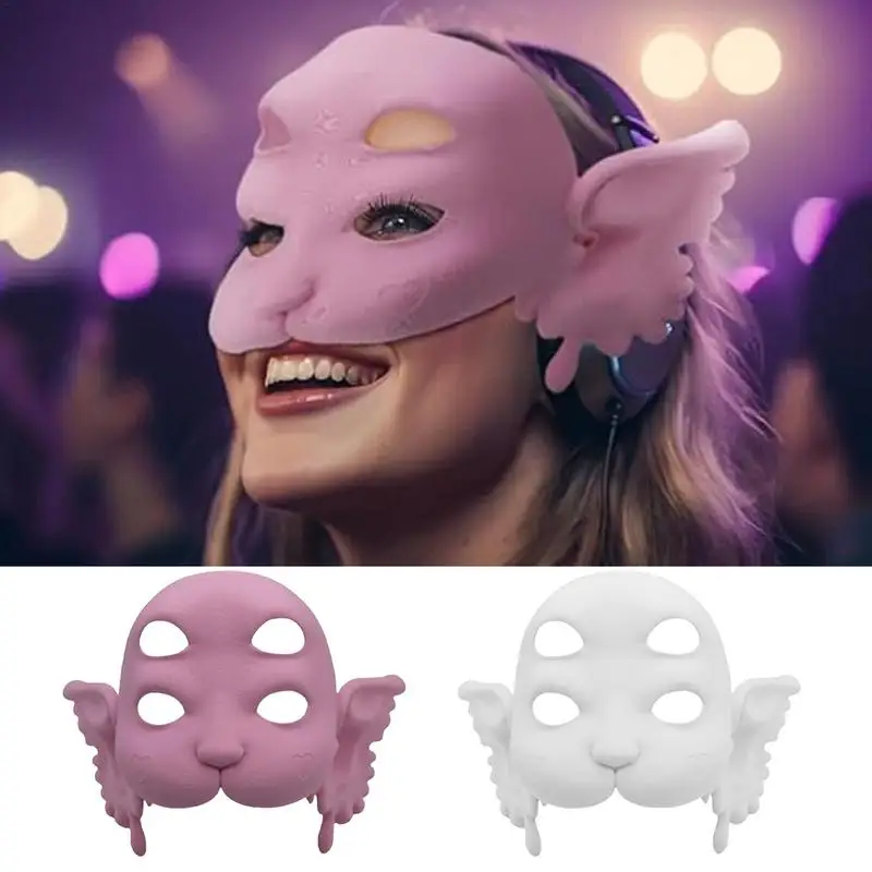 Maschera per il viso di Halloween Maschera stampata in 3D Unisex Adulti Divertente maschera horror Copertura per il viso Crea atmosfera festosa Gag