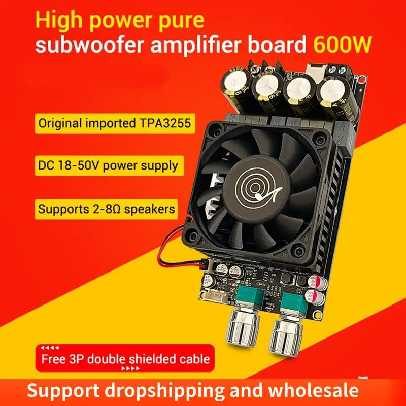 AA86 ZK-6001 Scheda amplificatore di potenza digitale 2.1 canali 600W Subwoofer TPA3225 Modulo amplificatore Bluetooth con cavo schermato