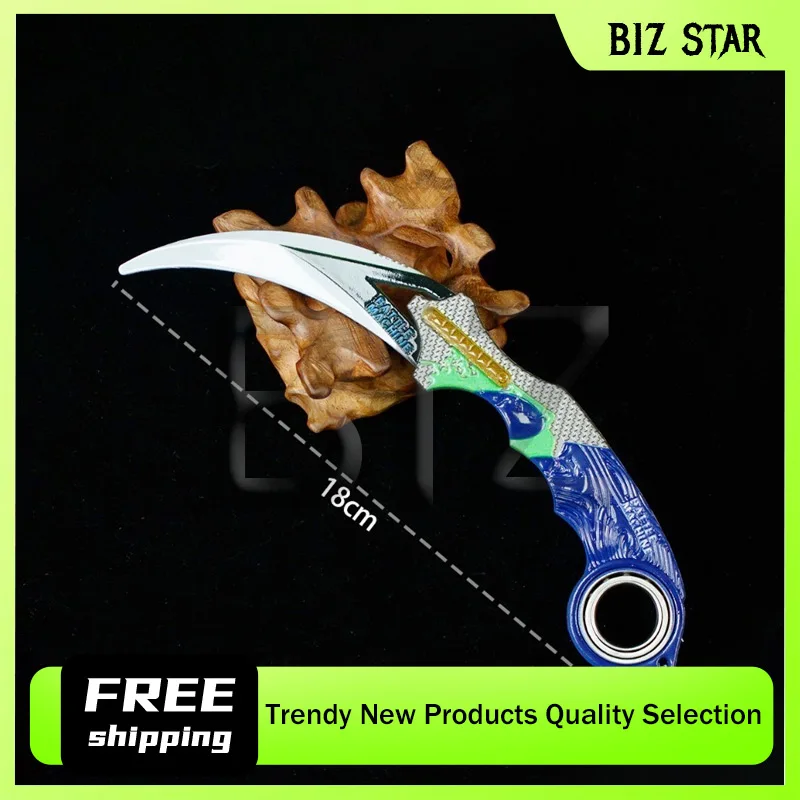 18cm/7.09in Arena Breakout Graffiti Claw Knife Dark Moon Double Spike Model Metal Cold Weapon Dragon Slayer Knife Toy Uncut Gift