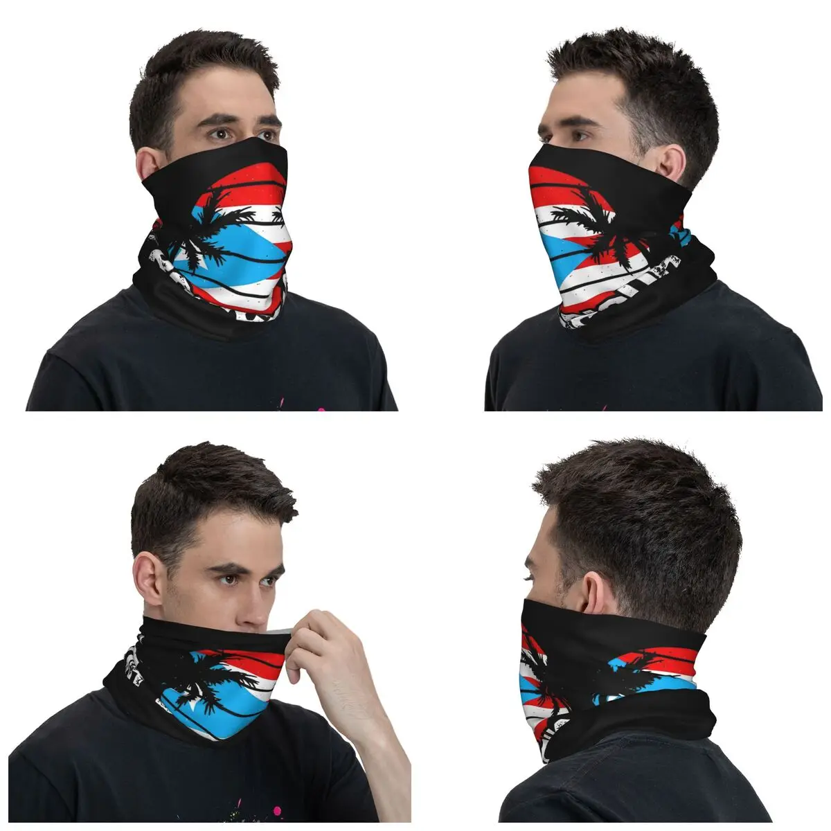 Puerto Rico Flag Proud Boricua Bandana Neck Gaiter Printed Mask Scarf Warm Headwear Riding Unisex Adult Breathable