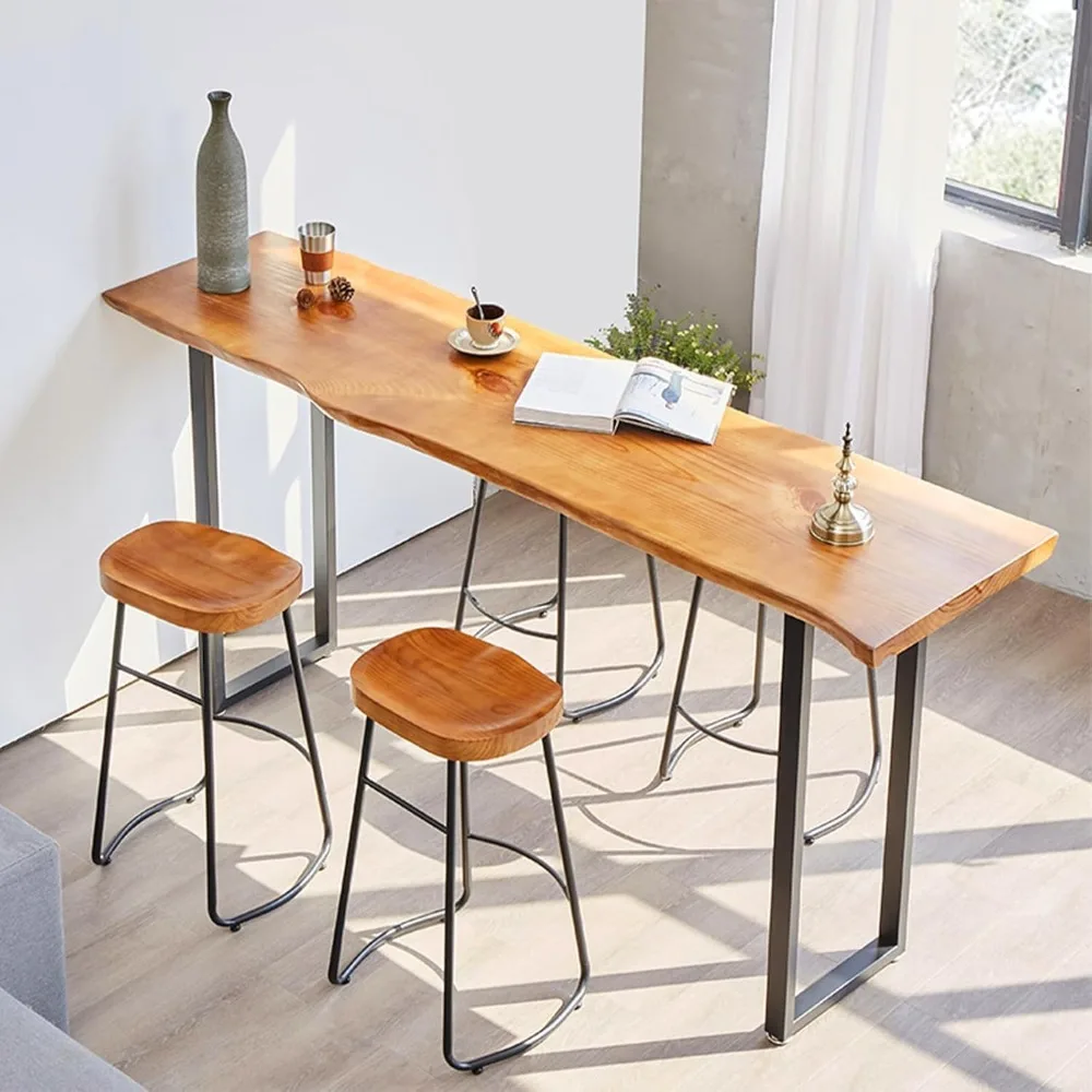 Bar Table Counter Bar Height Pub Table Rectangular Wood High Top Kitchen Dining Table Rustic Tall Counter Height for Narro