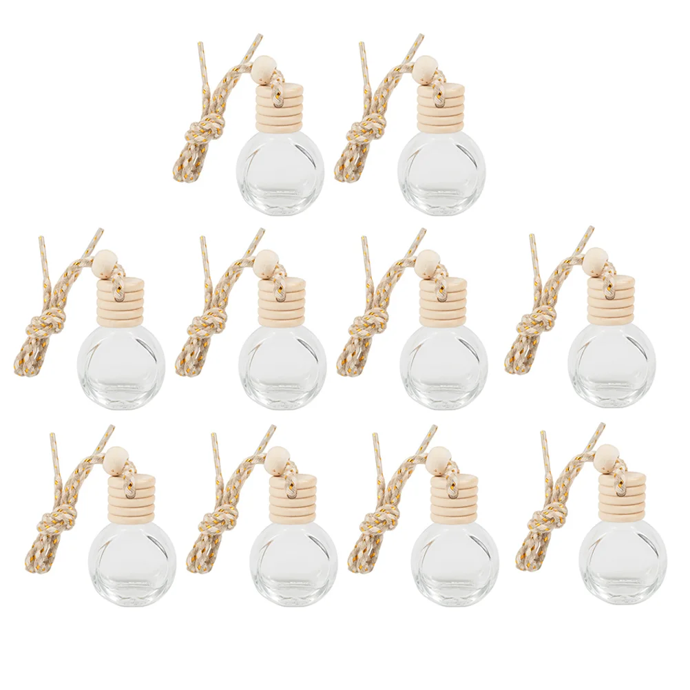 

10 Pcs Car Perfume Bottle Diffusers For Essential Oils Fragrance Hanging Air Freshener Wood Accessories Refillable Bottles