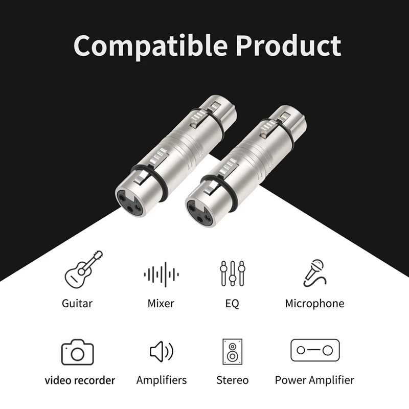 2 упаковки XLR «мама-мама», 3-контактный разъем XLR «мама» на 3-контактный XLR «мама» для изменения пола для микрофона, стерео, микшера