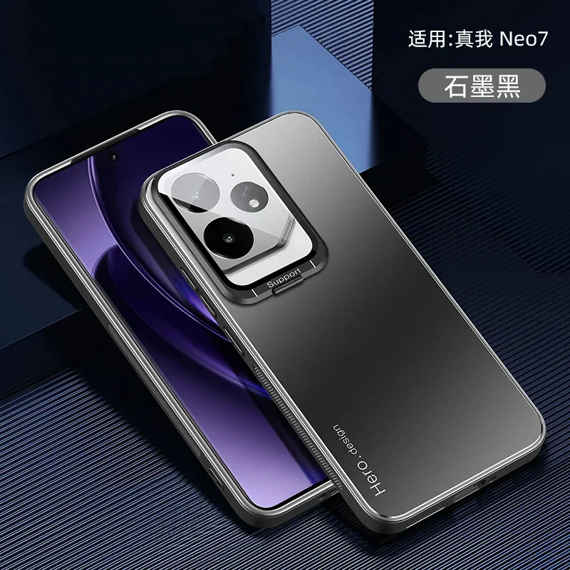 Para realme neo 7 caso lente de metal câmera titular capa para realme neo7 gt 6t gt6 t neo6 se à prova de choque fosco proteger kickstand caso