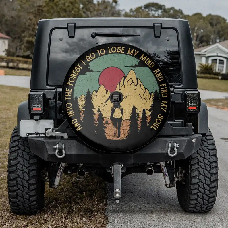 

Camper Girl - And Into The Forest I Go Father's Day Gift, American Day, Personalized Spare Tire Cover, Gift For Car Lover