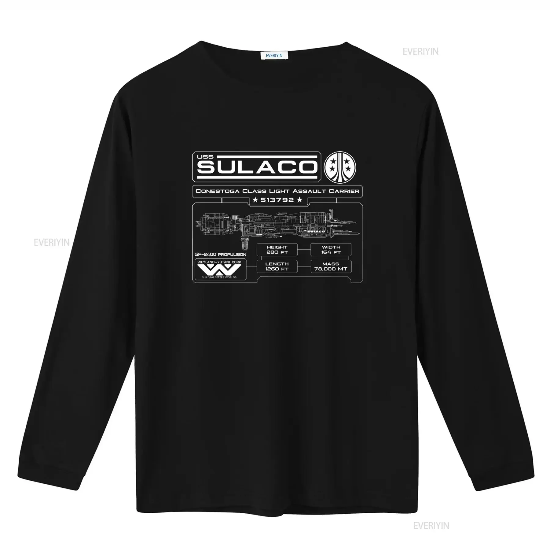 Aliens USS Sulaco Specifications Plaque Adult T Shirt Sci Fi Movie Fans Cool Design vintage Washed Top For Everyday Wear view 2