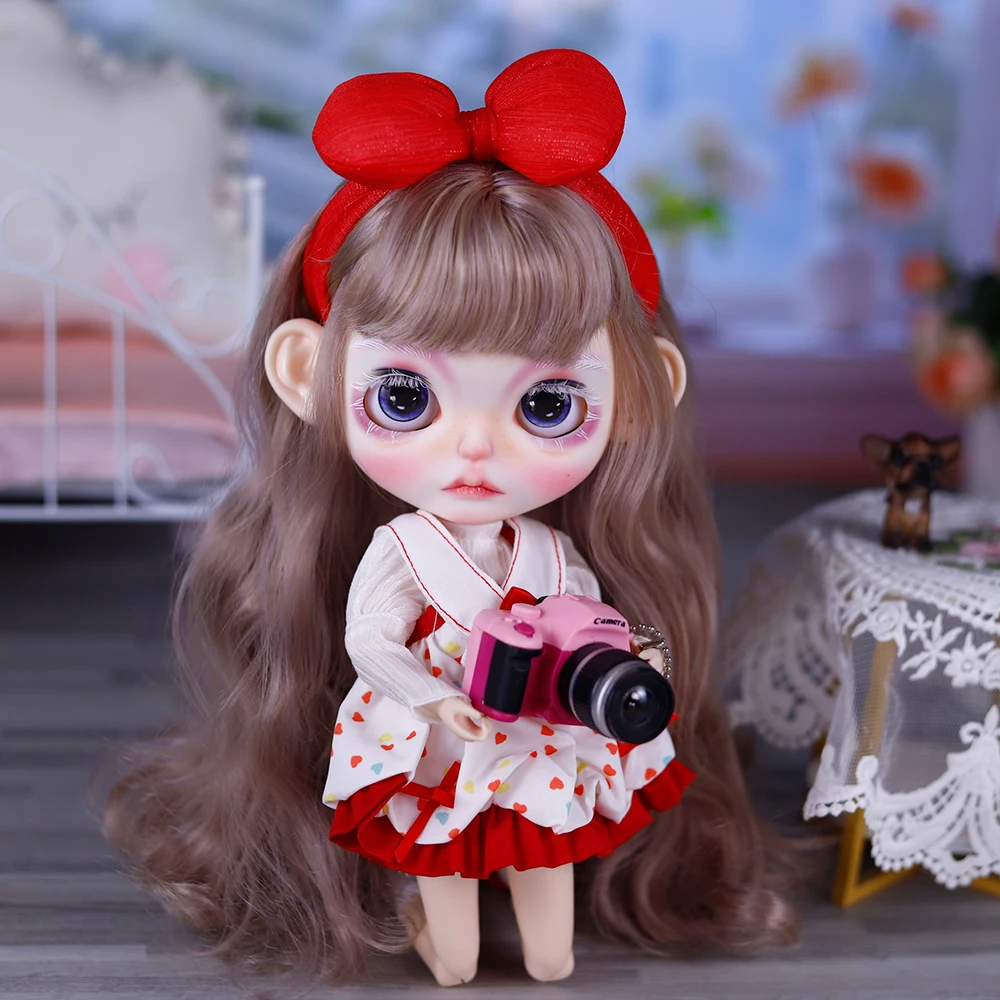 ICY DBS Blyth Doll 1/6 BJD Mixed Color Golden Hair Cute Clothes Customized Handmade Carving, Gift Suitable for Adults or Child