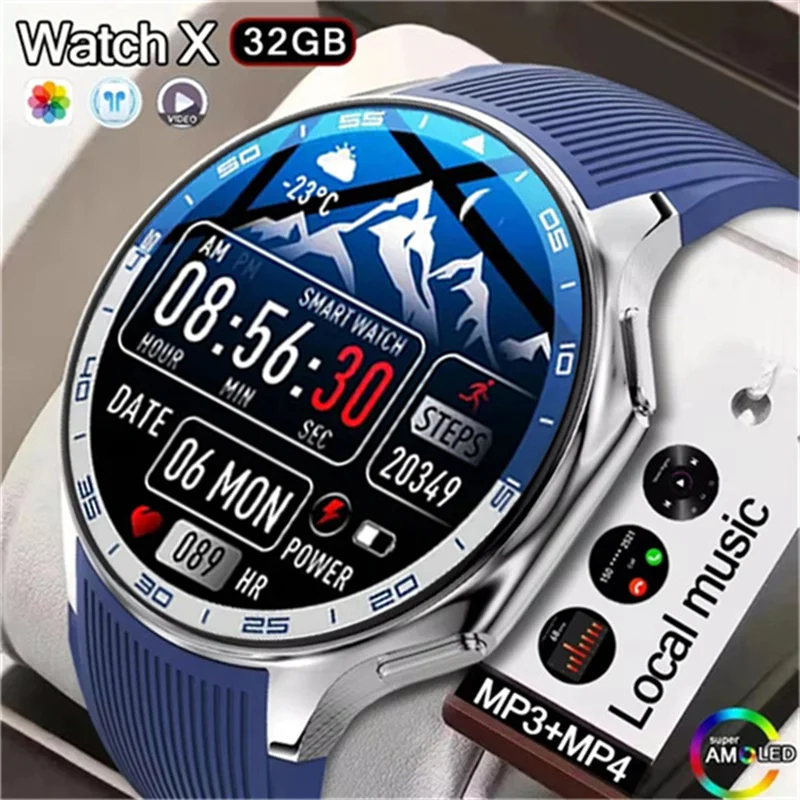 2025 New For OPPO Watch X Smart Watch Men 32G Memory MP4 Music Video 3D Bluetooth Call SmartWatches For Xiaomi IOS TWS Earphones