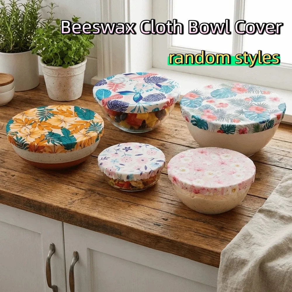 Anti Dust Beeswax Cloth Bowl Cover Elastic Edge Fresh Keeping Cotton Bowl Cover Prevent Flies Washable Reusable Bowl Cover