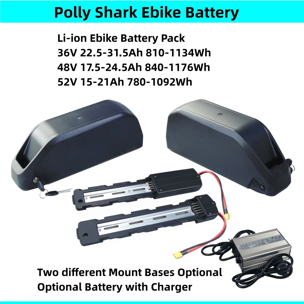 48V 20Ah 24.5Ah 52V 21Ah 36V 31.5Ah Jumbo Shark Polly Ebike Battery Mountain Bike Fat Bike Battery 250w 500w 750w 1000w 1500w