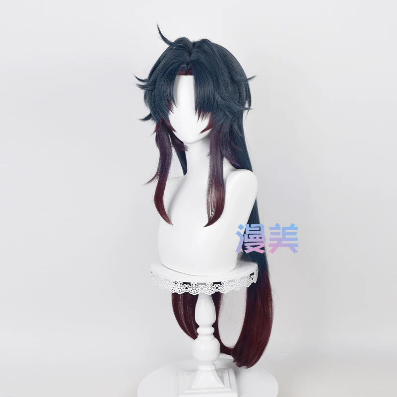 Spel Honkai: Star Rail Blade Cosplay Pruik 100Cm Donkerblauw Gradiënt Rood Haar Hittebestendig Halloween Party Anime Pruiken Pruik